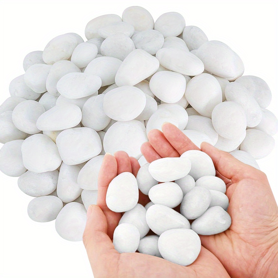 Aquarium Plant Display - 200/400g White High Polished Natural Pebbles